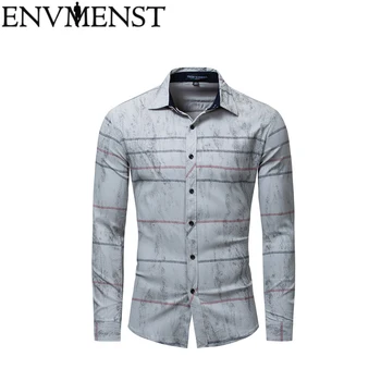 

Envmenst Men Print Shirt Men Shirts New Aunumn Fashion Brand Chemise Homme Mens Dress Shirts Long Sleeve Shirt Men