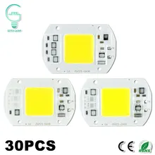 30 шт. COB светодиодный лампочка 50 Вт 30 Вт 20 Вт 15 Вт 10 Вт светодиодный чип лампа 220 в 240 В вход Smart IC для DIY Светодиодный прожектор Прожектор