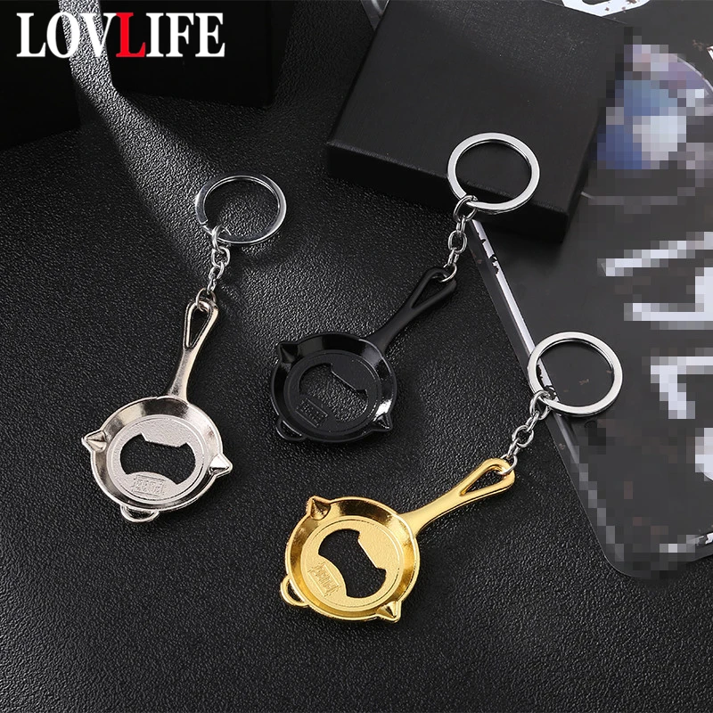 

Game PUBG Keychain Metal bottle Opener Key Chain Pan Keyring Playerunknown's Battlegrounds Fans Key Buckle Gifts llaveros mujer