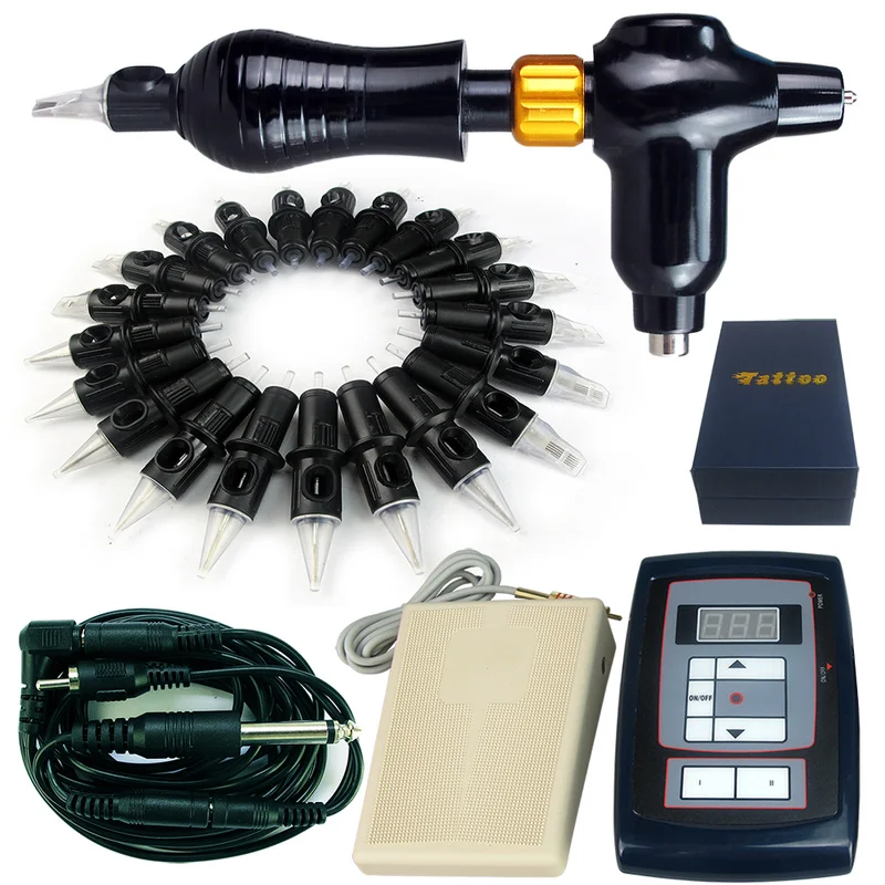 

Tattoo 2-In-1 Rotary Tattoo Machine Permanent Makeup Pen 50 Hawk Needle Digital Power Supply hummingbird