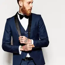 Лидер продаж воротником индивидуальный заказ Slim Fit Мода человек свадебные смокинги друзей жениха комплект из 3 предметов Куртка высокого качества+ брюки+ жилет+ галстук-бабочка