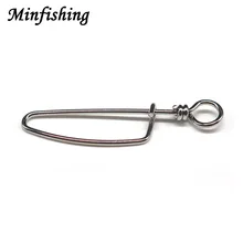 Minfishing 50 шт., рыболовные крючки из нержавеющей стали, Размер 0#-8#, длина 11 мм-45 мм, протестированные 5-62 кг, поворотный Прокат, дуговая защелка