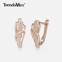 Женские серьги с проложенным прозрачным кубическим цирконием 585, серьги из розового золота для женщин, подарки на день святого Валентина для женщин, вечерние ювелирные изделия на свадьбу KGE156