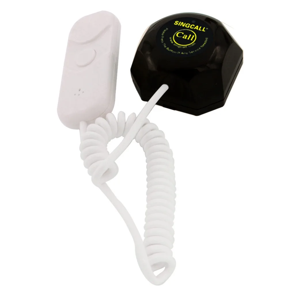 

SINGCALL. Wireless restaurant bells with hand shank, two buttons, for the hospital, nursing home and family patients, Black