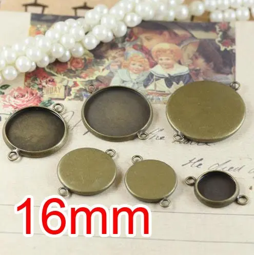 

Free shipping!!! 200pcs bronze Double rings Cameo Frame Settings Connectors fit 16mm,Cameo Cab pendant base