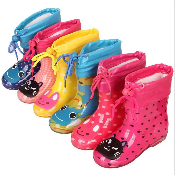 

Cartoon Children's Rain Shoes Boys and Girls Boots Anti-skid Kid's Waterproof Student Water Boots Size 15-19CM