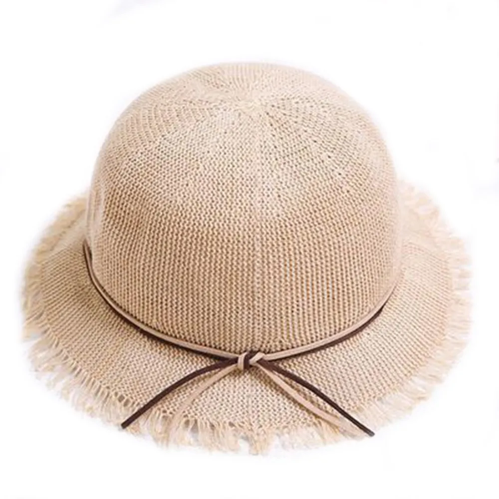 Родитель-ребенок соломенная Шапки верхняя часть купола большой край летние шляпы для защиты от УФ-лучей открытый Повседневное соломы ленты шапочка для пляжа шляпа Harajuku - Цвет: child D