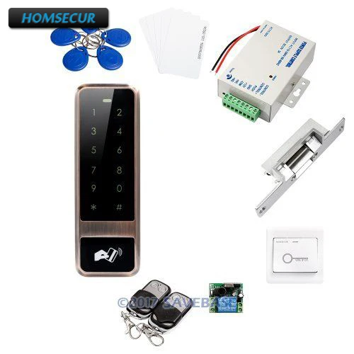 

HOMSECUR Waterproof 125Khz RFID Alarm System Kit With NO Strike Lock For Outdoor and Indoor Usage