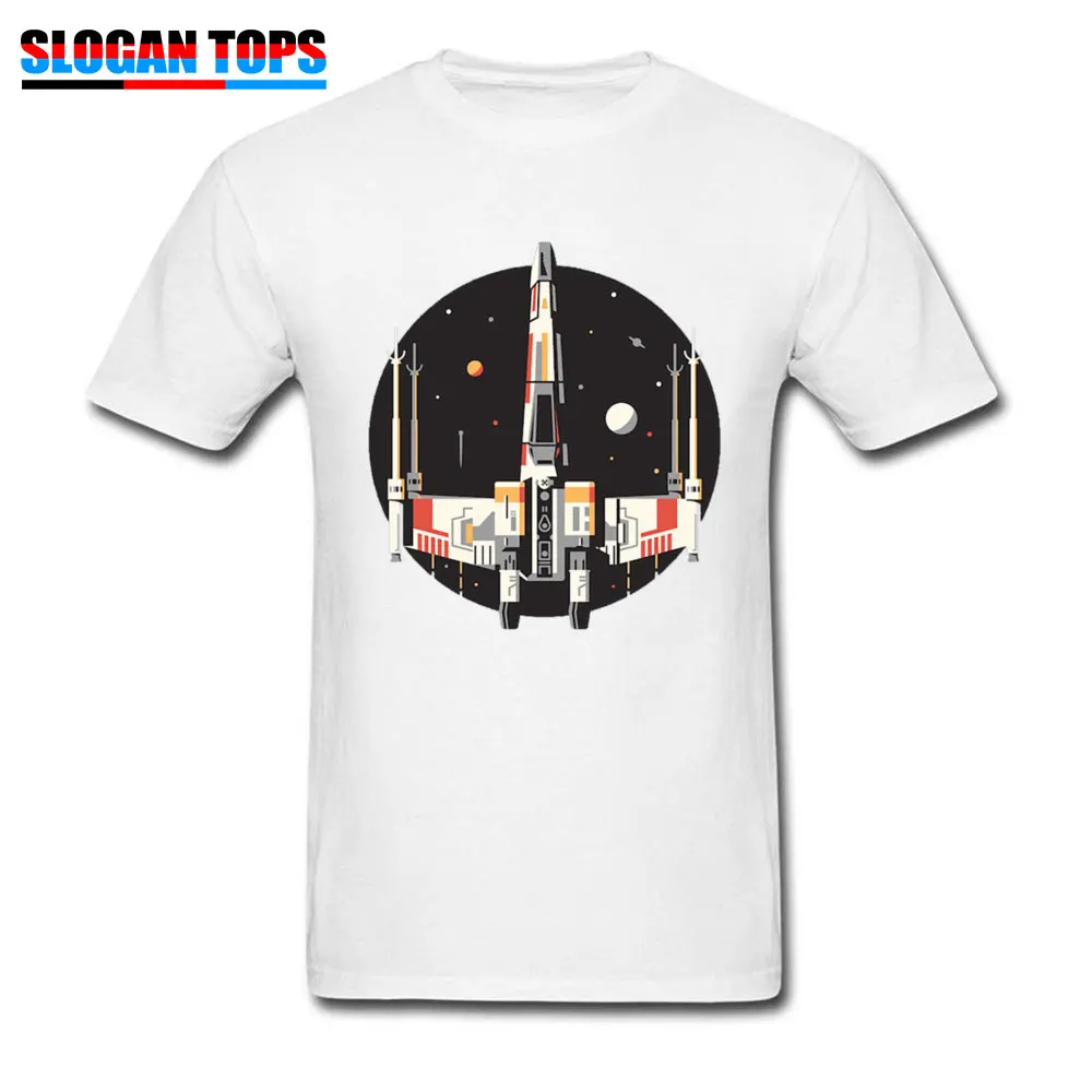 X Wing Round Collar T Shirts Labor Day Tops Shirt Short Sleeve Fashion All Cotton 3D Printed Top T-shirts Design Men X Wing white