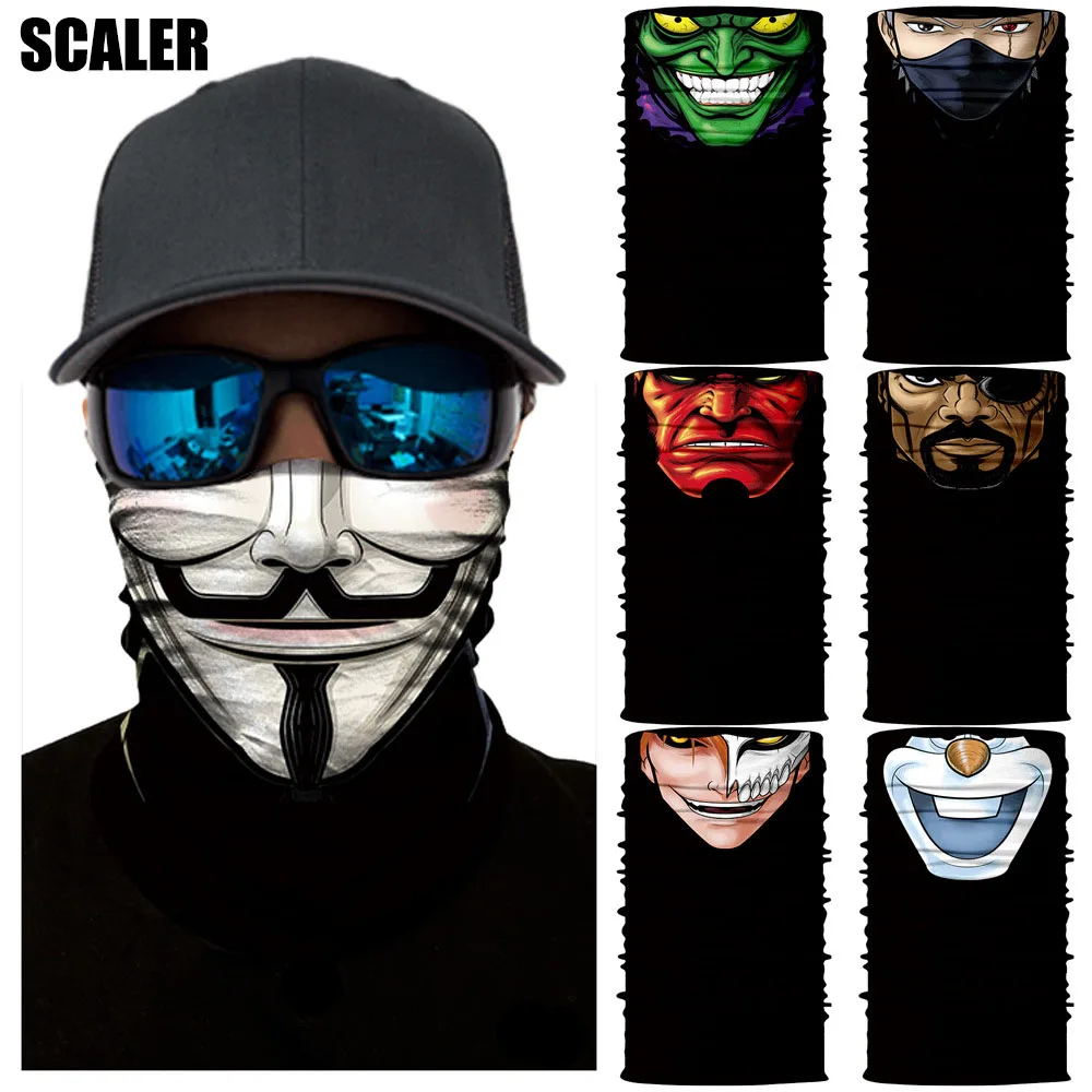 

3D Ciclismo Bandana Anonymous Neck Gaiter Anime Facemask Tube Scarf Outdoors Fishing Bandana Headband Men Women Ski Mask Buff
