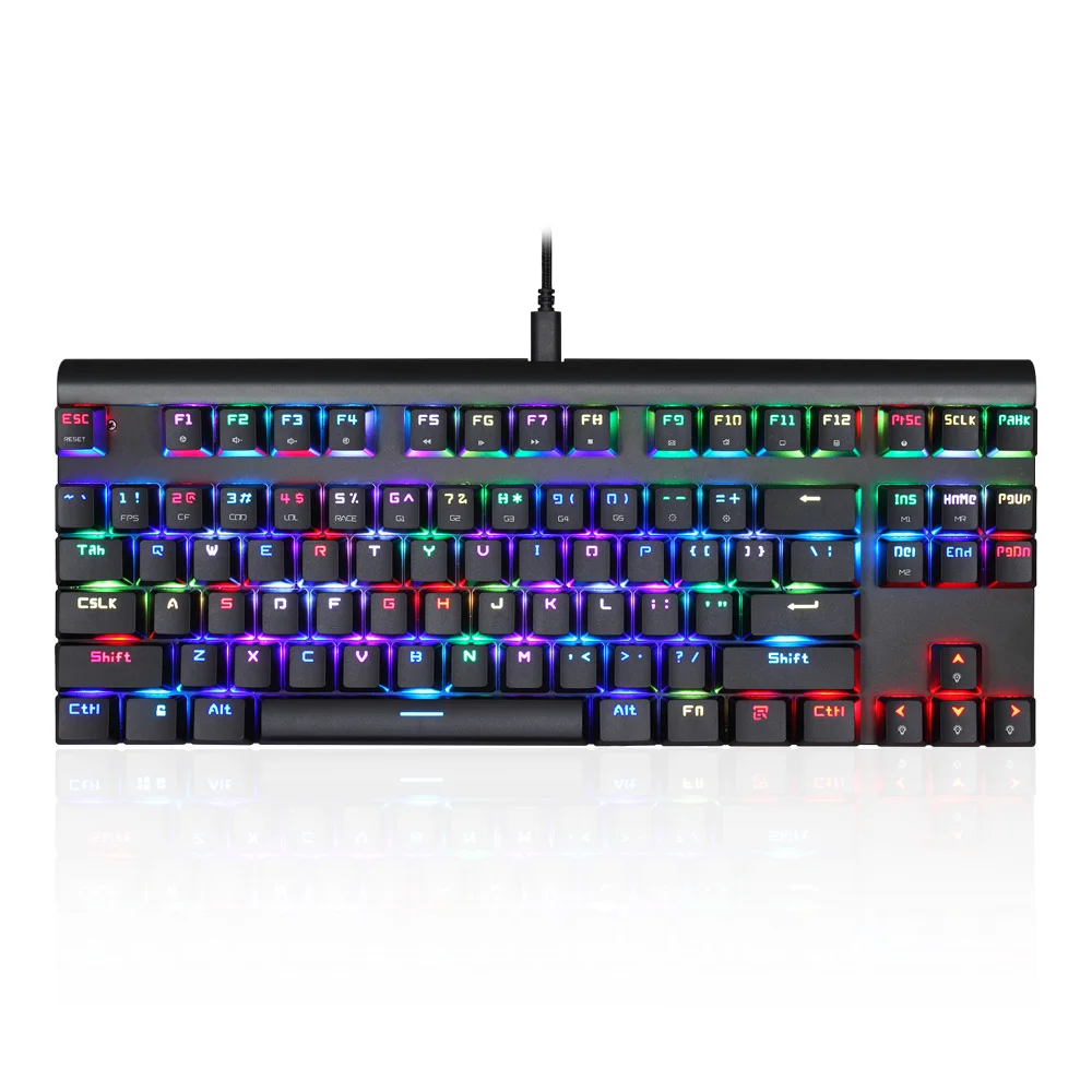 Механическая клавиатура MOTOSPEED CK101 эргономичная RGB подсветка 87 клавиш игровая клавиатура с защитой от привидения и номером с кабелем 1,6 м - Цвет: black