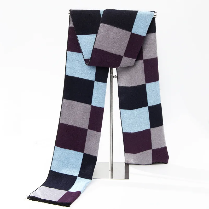 Multicolor Blue Мужской повседневный кашемировый шарф, мужской модный шарф в клетку, 30 см* 180 см, зимний теплый Гладкий мужской шарф - Цвет: Multicolor Blue