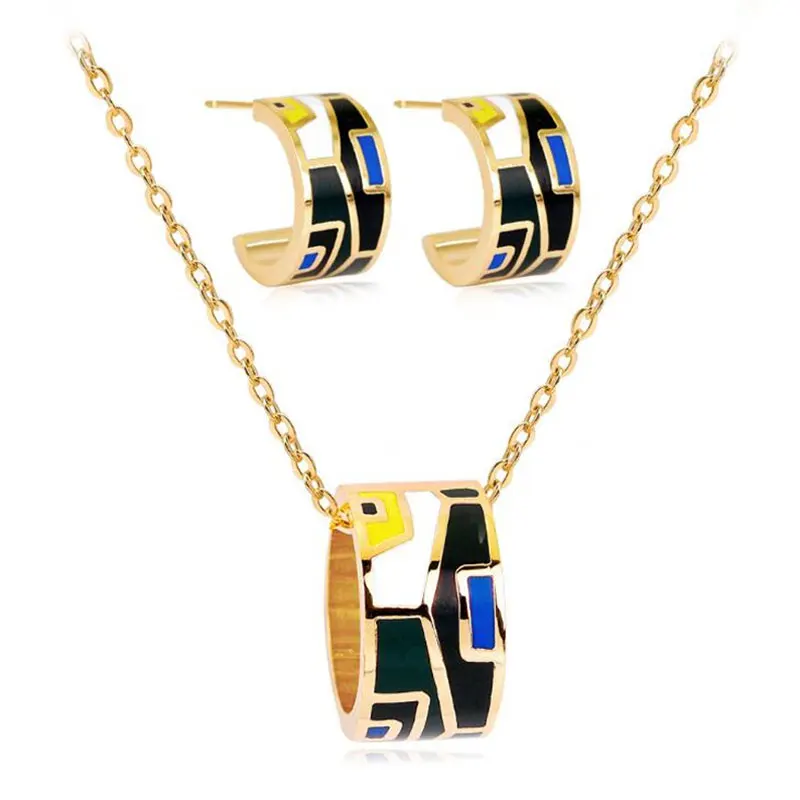 

Newest Colorful House Design Enamel Jewelry Set (Earrings,Pendant)