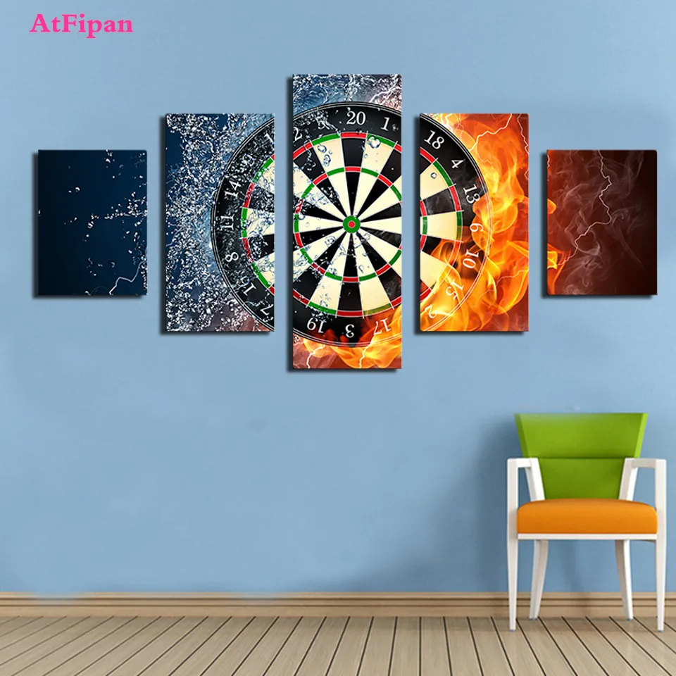 AtFipan Darts Wheel Target Canvas Painting Unframed Wall Pictures For
