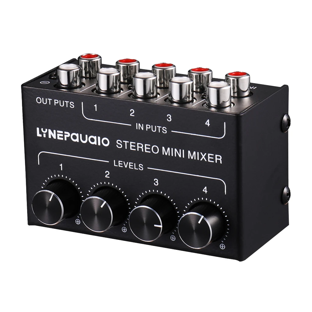 Mini Stereo RCA 4-channel Passive Mixer Lossless Audio for CD Player Tape Player PC 