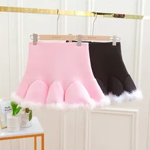 Женская Пышная юбка плиссированная с высокой талией, с меховой отделкой, Милая принцесса, Новая Элегантная черная, розовая