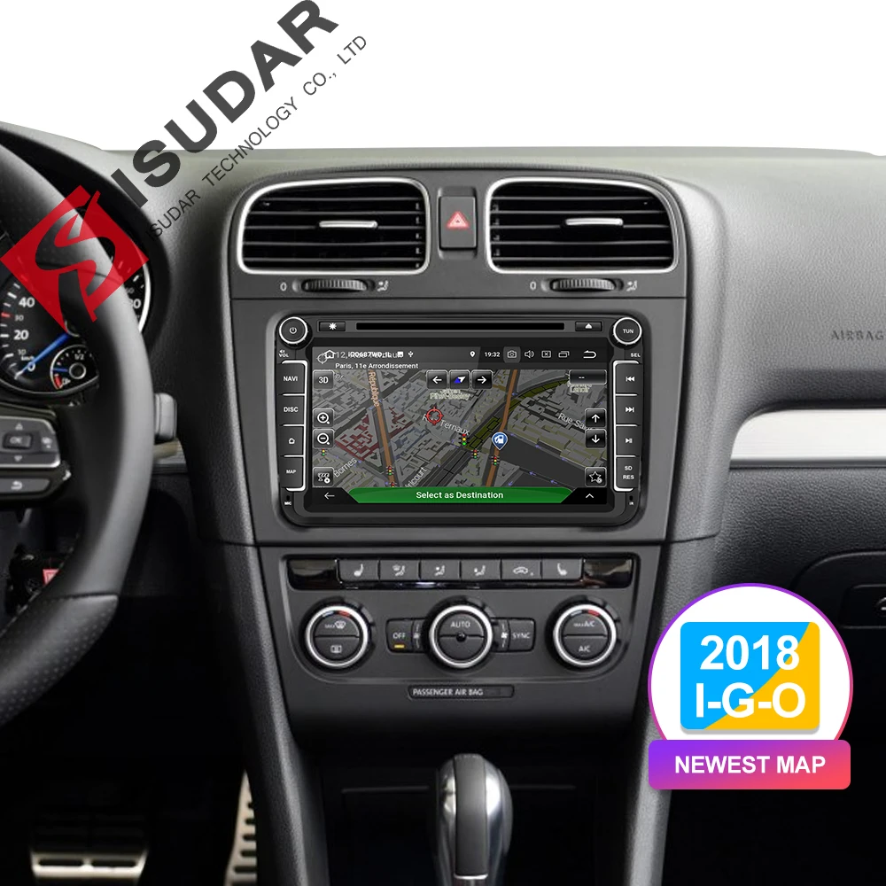 Isudar 2 Din reproductor Multimedia Android 8,1 Radio Auto para Skoda/Seat/Volkswagen/VW/Passat b7/POLO/GOLF 5 6 DVD GPS Quad-core - 2