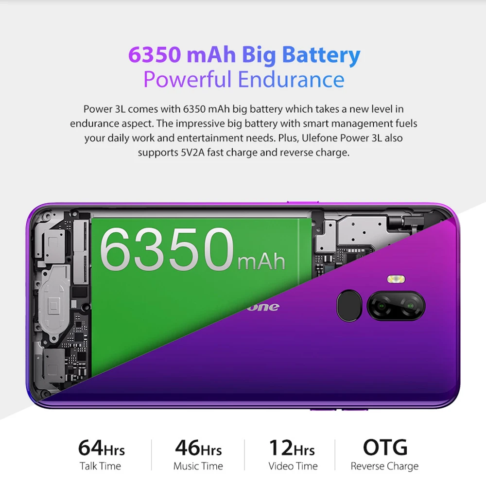 Оригинальный Ulefone power 3L NFC OTG 13 МП + 5 Мп камера мобильный телефон Android 8 1 MTK6739