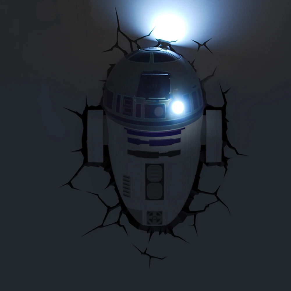 Star Wars 3D Wall Lamp Decor Light, Death Star, Master Yoda, BB-8, R2D2, Darth Vader's Lightsaber, Cordless Battery Operated Novelty Light image 5