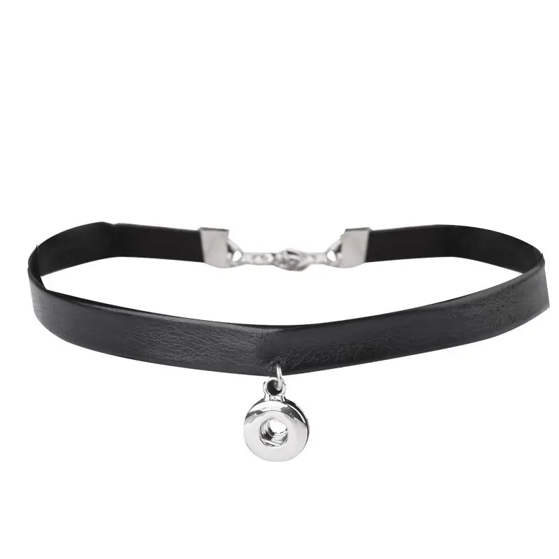 Women-Girl-s-Short-Black-Cord-PU-Leather-Choker-Necklaces-Snap-Button ...