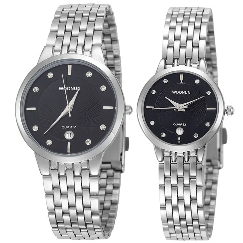 

WOONUN Branded Couple Watches For Men and Women Stainless Steel Quartz Ultra Thin Watches Luxury Gold Watch Set Best Gift