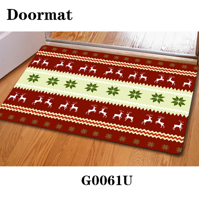 Christmas Tree Design Winter Area Rug Door Floor Mat Reindeer Christmas Tree Design Winter Area Rug Door Floor Mat Reindeer Seasons Greetings Gold Red Green Stylish