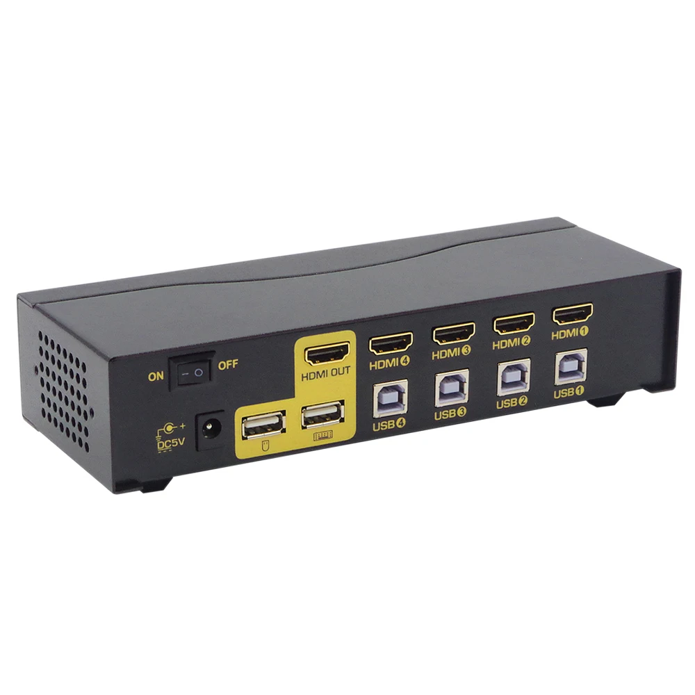  CKL USB HDMI KVM Switch 4 Port without Cable PC Monitor Keyboard Mouse Switcher Support Hotkey Auto