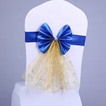 100 шт./лот стул украшение упругой стул створки лук Галстуки для банкета Свадебная вечеринка Кружево бабочка ремесло украшение партии