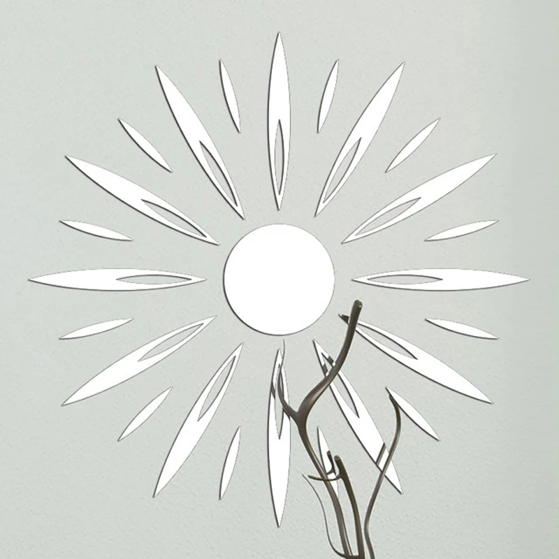 

3D Mirror sticker living room bedroom decoration wall decals mirror surface wall stickers sun pattern acrylic wall decals