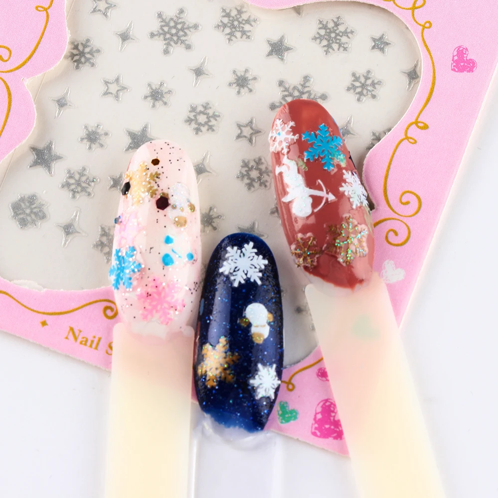 Christmas Theme Nail Sticker Xmas Santa Snowman Designs Nail Art DIY Craft Wraps Water Transfer Sticker New Year Nail Decal Gift