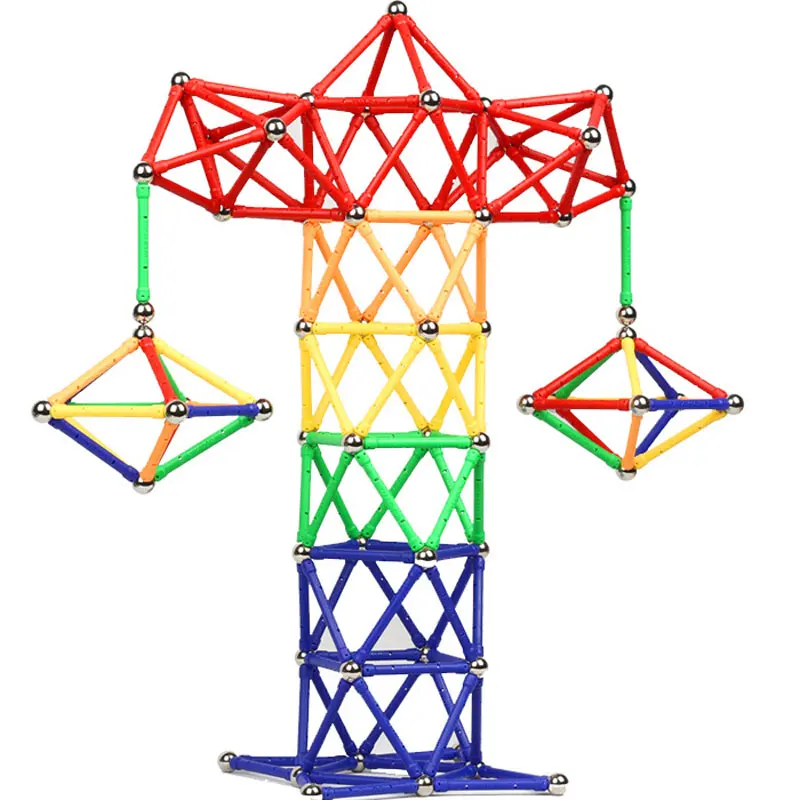 Разноцветные магнитные стержни, металлические шарики, Детские магнитные блоки, игрушки, аксессуары, DIY дизайнерские образовательные забавные игрушки