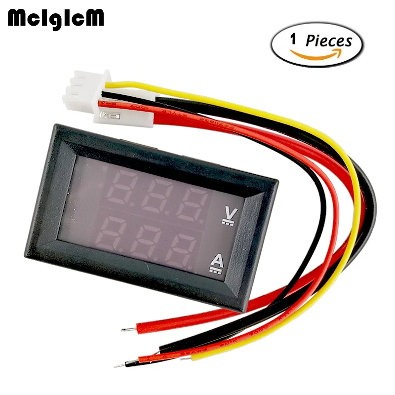 

DC 0-100V 10A Digital Voltmeter Ammeter Dual Display Voltage Detector Current Meter Panel Amp Volt Gauge 0.28" Red Blue LED