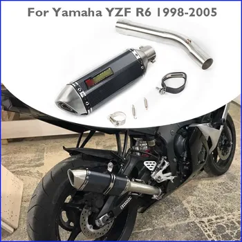 

Slip-on YZF R6 Motorcycle Exhaust Pipe Muffler Escape Can Tip ＆ Connect Link Tube Middle Mid Pipe for Yamaha YZF R6 1998-2005