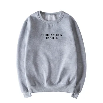 Skuggnas Screaming Inside Graphic Print Unisex Sweatshirt Instagram Jumper Long Sleeve Fashion Casual Tops Sweatshirt Drop ship ornate print long sleeve casual sweatshirt