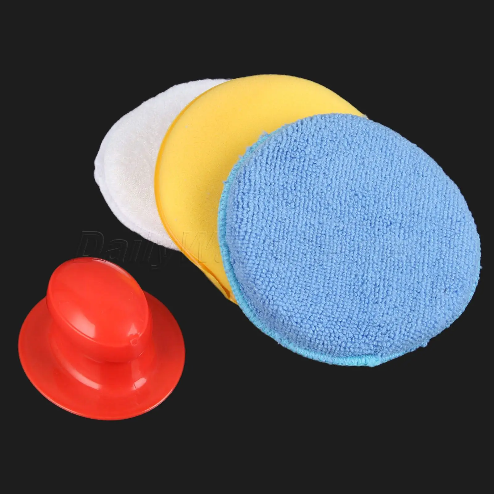 4Pcs/Set Car Wax Wash Polish Pad Sponge Cleaning Foam Kit Terry Cloth