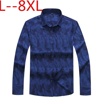 

plus size 10XL 8XL 6XL new fashion printed long sleeve shirts men camisa male loose flower shirts vintage Linen Casual Men Shirt