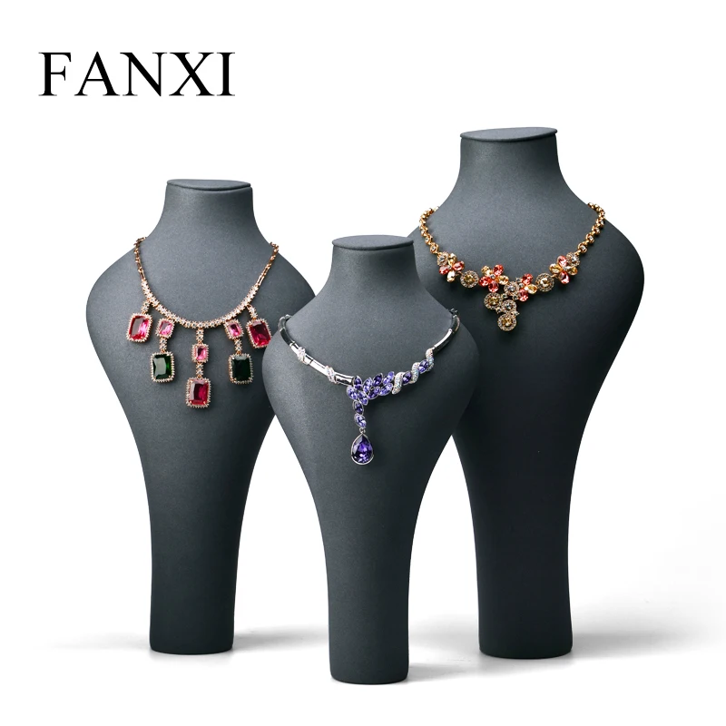FANXI новое ожерелье из микрофибры подставка для бюста серый и черный подвесной