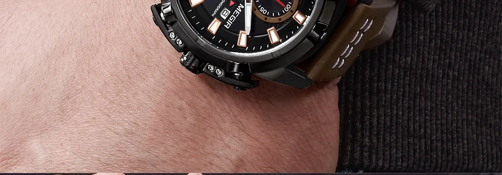 MEGIR творческие спортивные часы Для мужчин модный топ бренд Водонепроницаемый кожаный ремешок Кварцевые наручные часы мужской Relogio Masculino