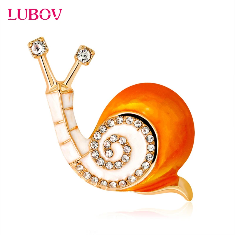 

Lovely Orange Enamel Snail Brooches Rhinestone Decoration Metal Plated Insect Design Brooch Pin for Girls Costume Jewelry 2018