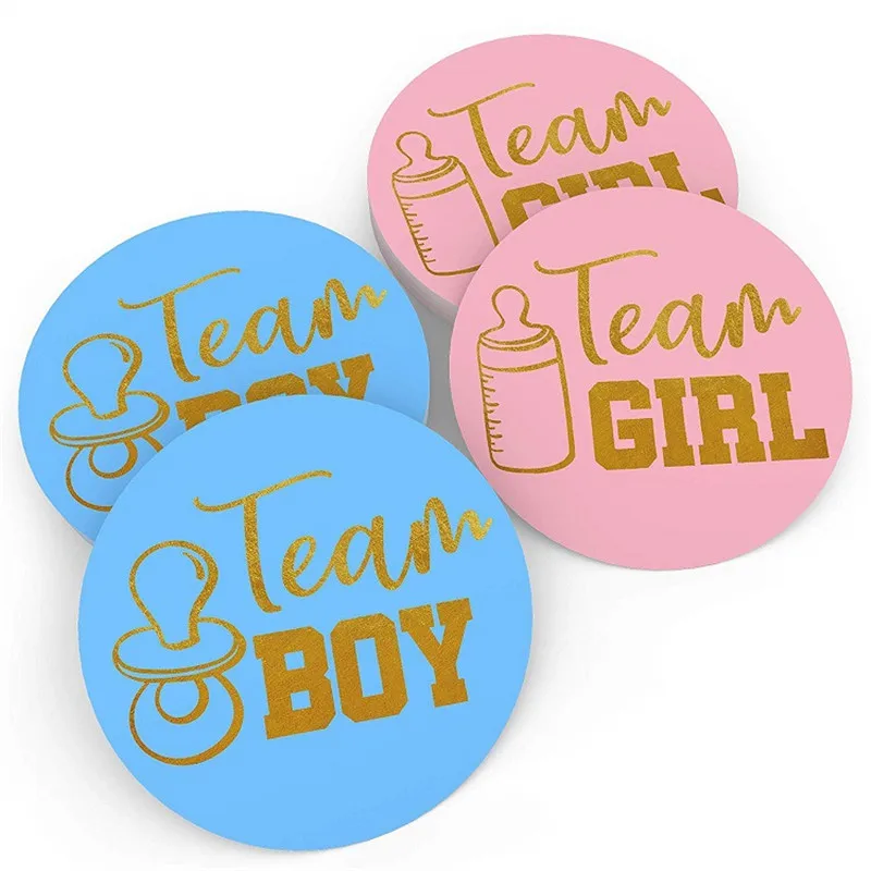 24pcs Gender Reveal Party Supplies Kit Boy or Girl Sticker Team Girl or Boy Decorations for Baby Shower Baby Party Supplies HW98 (1)