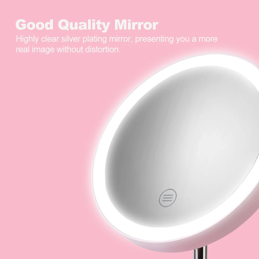 Модный светодиодный светильник, зеркало для макияжа для женщин, столик для макияжа, лампа, вращение на 360 градусов, регулируемая яркость, косметическое зеркало