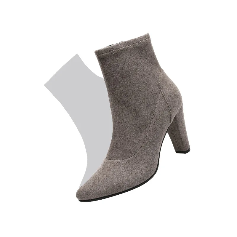 

Autumn winter new women's booties pointed thick with boots casual simple high-heeled Booties wild women's shoes.