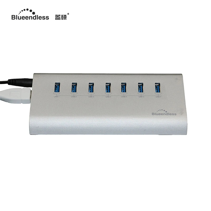Blueendless внешний 12V 2A от сети переменного тока usb хаб Алюминий Активный Usb 3 0