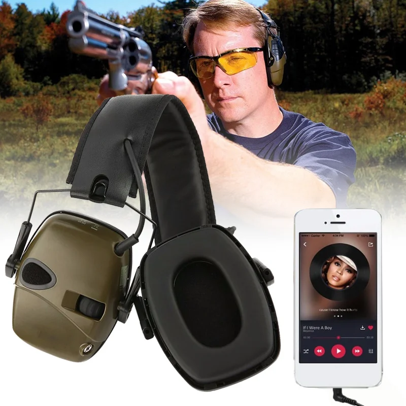 

Shooting Earmuff Tactical Protective Headset Adjustable Headband Batteries Microphones Ear Defenders Outdoor Foldable