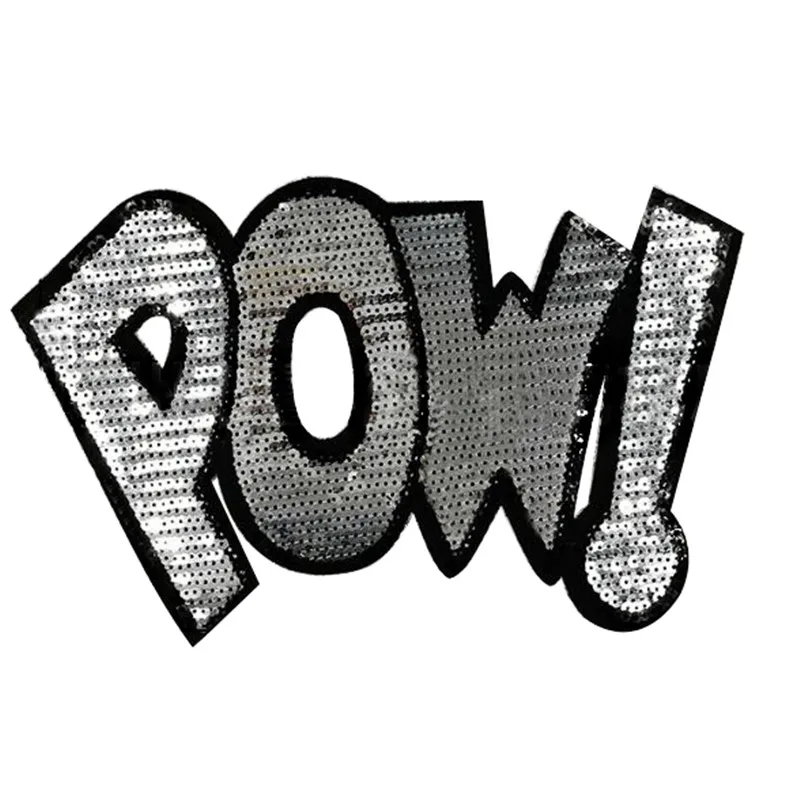 Модные буквы-наклейки 265 мм большие POW suquins Diy женские вышитые железные нашивки для аппликация на одежду наклейки