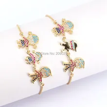 6 шт, модные ювелирные изделия, CZ одежда для всей семьи с надписью любовь, браслеты с подвесками, Регулируемая цепочка-браслет, популярные CZ соединители браслет