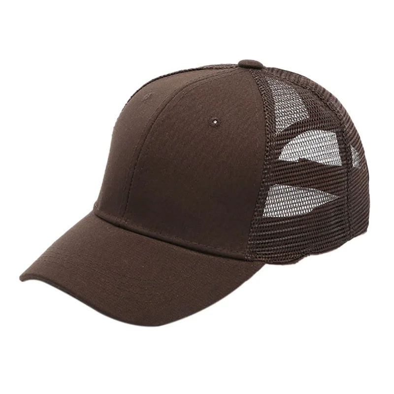 1pc Ponytail Cap Women Men Cotton Adjustable Sunshade Mesh Sun Hat Sportswear Accessory New - Цвет: C