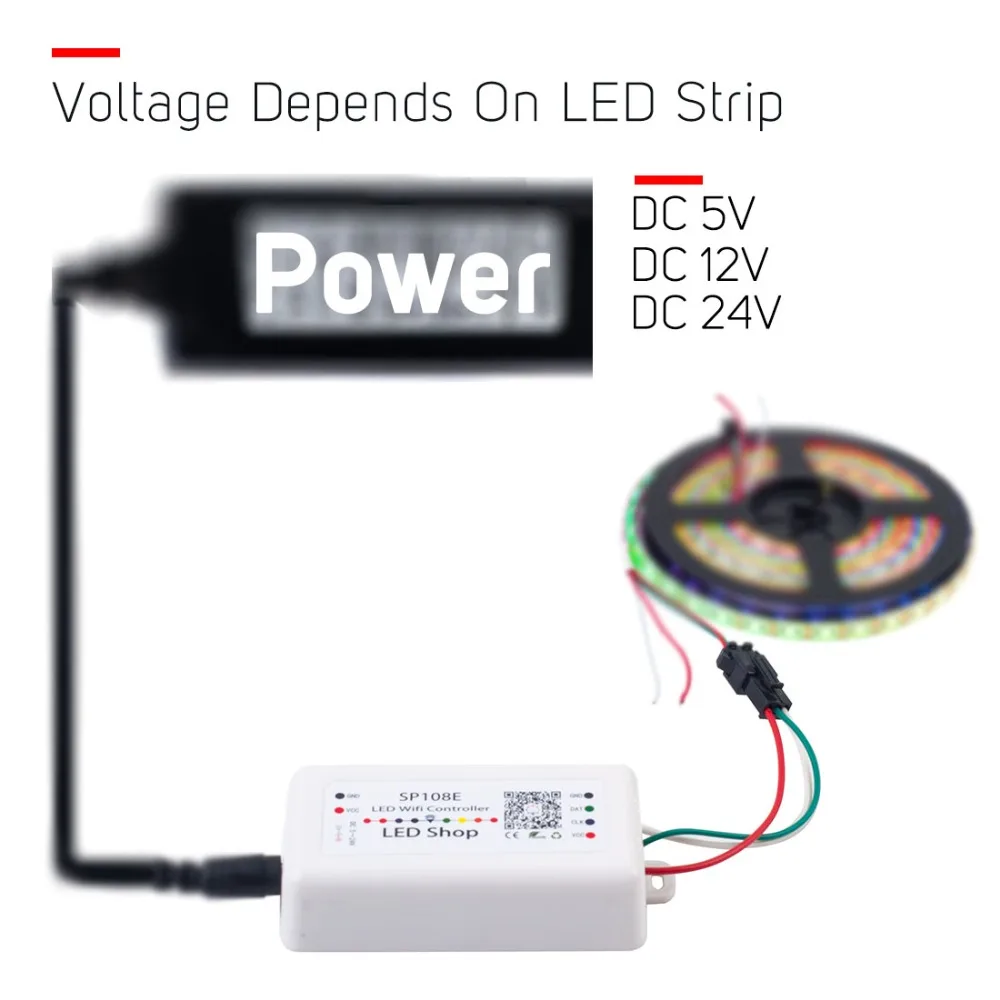 SP108E светодиодный Wi-Fi магический контроллер WS2812B WS2813 и т. Д. Светодиодная лента Модуль светильник Smart APP Беспроводное управление IOS 10/Android 4,4 DC5-24V