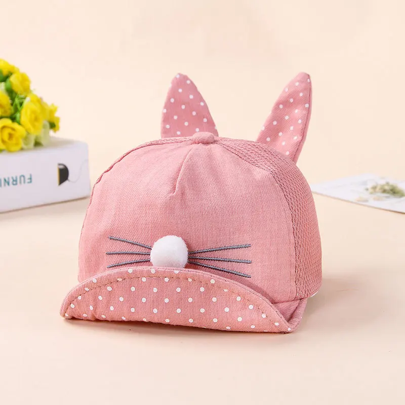 Ideacherry/модная дизайнерская Весенняя шляпа для младенцев с кроликом; летние шапки для мальчиков и девочек; Разноцветные Повседневные детские шапки; милые детские шапки - Цвет: Pink