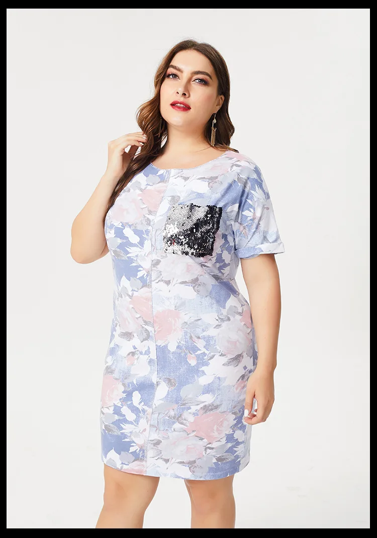 4XL 5XL 6XL женское платье большого размера новинка летние платья с коротким рукавом и цветочным принтом ZPZ9101